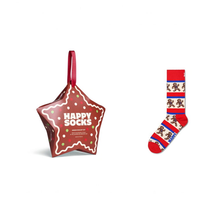 Happy Socks Tagessocke Crew Gingerbread Stripe (Lebkuchen) Geschenkbox braun - 1 Paar
